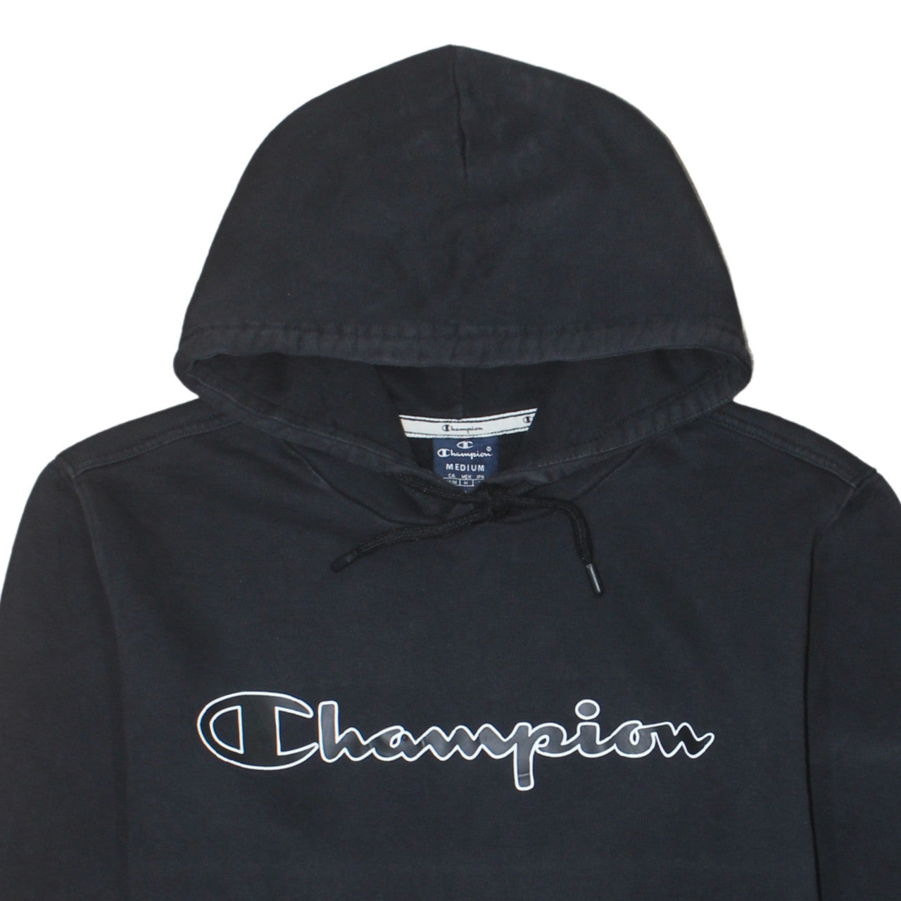 Champion Men’s Black Pullover Hoodie Medium Logo Fleece Sweatshirt