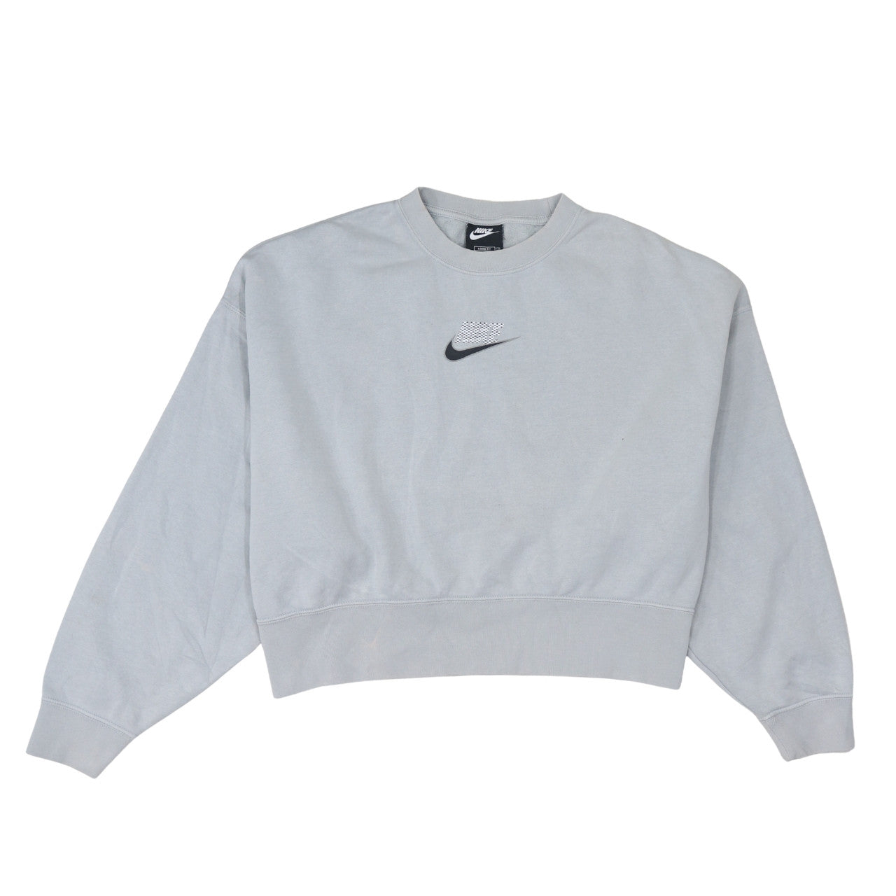 Nike Womens Grey XS Loose Fit Cotton Blend Crew Neck Sweatshirt