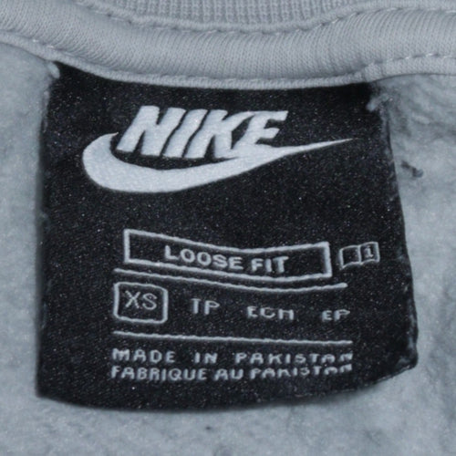 Nike Womens Grey XS Loose Fit Cotton Blend Crew Neck Sweatshirt