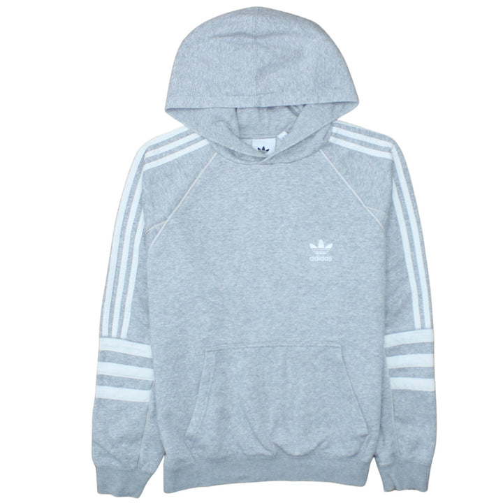 Adidas Men's Grey Pullover Hoodie Small Logo Sportswear Jumper