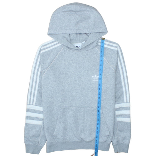 Adidas Men's Grey Pullover Hoodie Small Logo Sportswear Jumper
