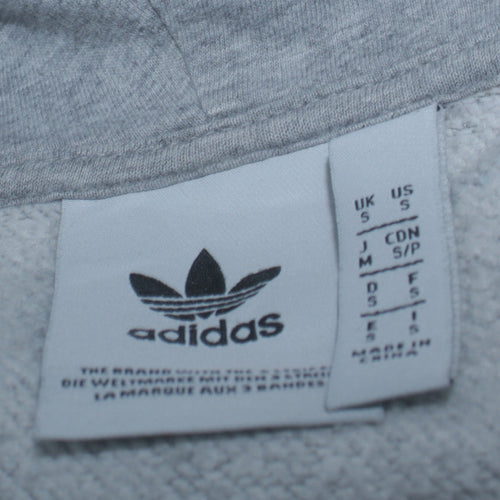 Adidas Men's Grey Pullover Hoodie Small Logo Sportswear Jumper