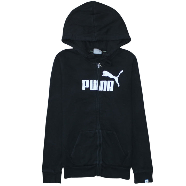 Puma Womens Black XS Full Zip Hoodie Sweatshirt with Logo