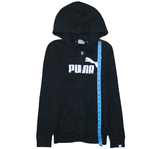 Puma Womens Black XS Full Zip Hoodie Sweatshirt with Logo