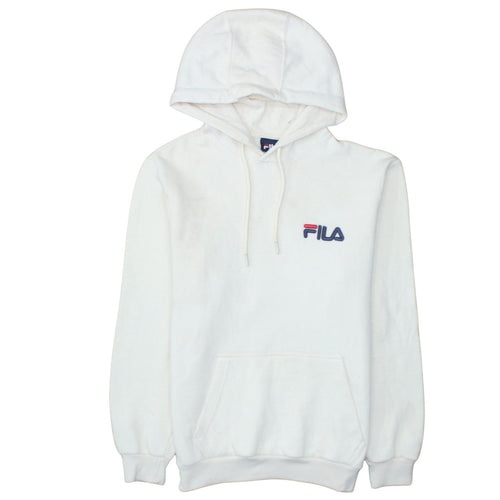 Fila Men's White Pullover Hoodie Size M Logo Sports Sweatshirt