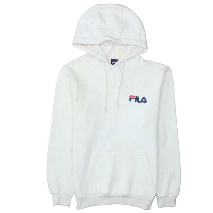 Fila Men's White Pullover Hoodie Size M Logo Sports Sweatshirt