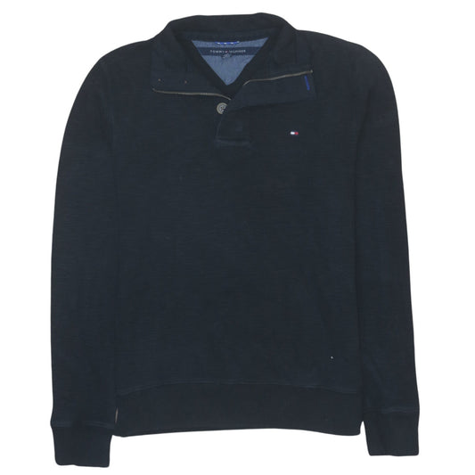Tommy Hilfiger Men's Blue Collared 1/4 Zip Cotton Jumper XS