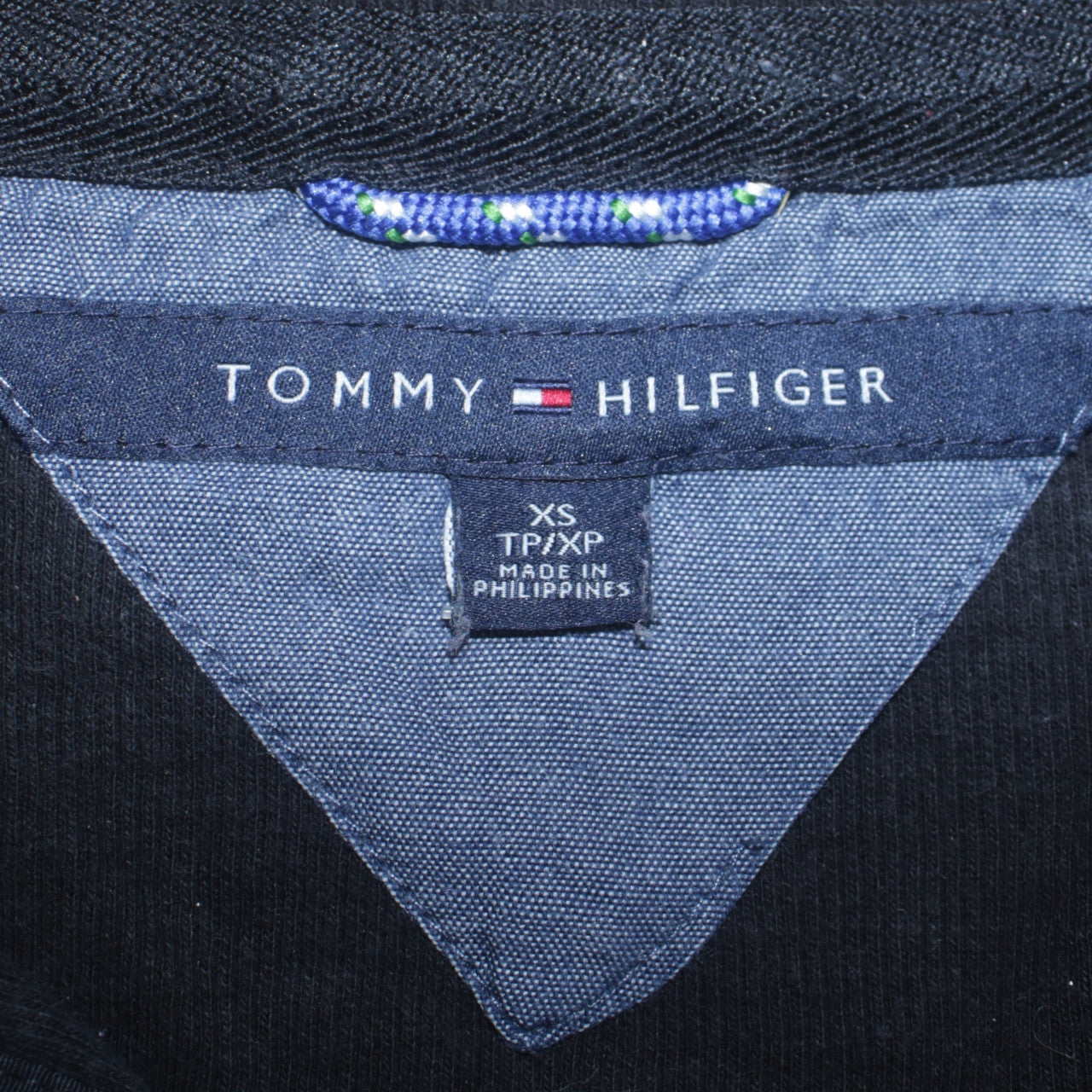Tommy Hilfiger Men's Blue Collared 1/4 Zip Cotton Jumper XS
