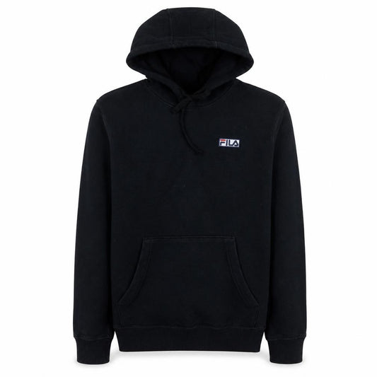 Front view of Fila Men's Black Pullover Hoodie, size S, Regular Fit Fleece