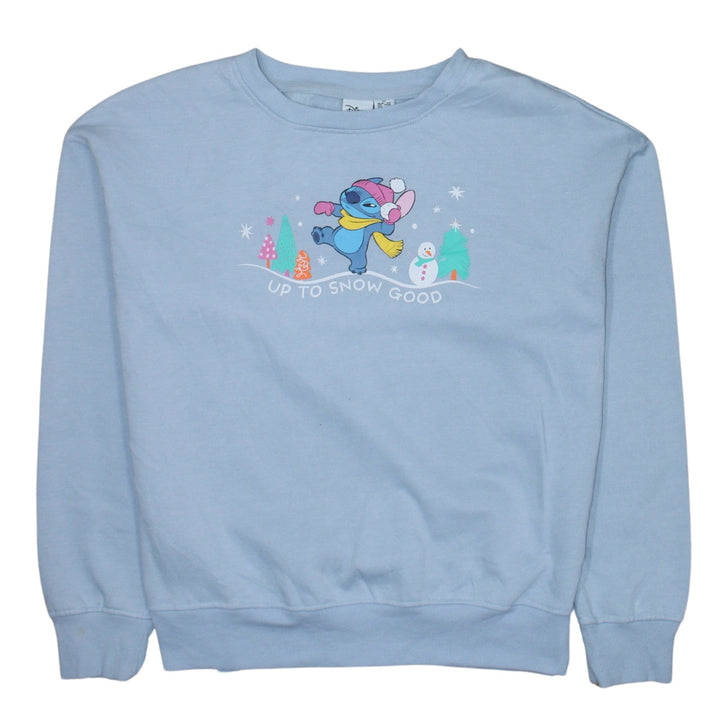 Disney Primark Cares Women Blue XS Pullover Sweatshirt Stitch Winter Theme