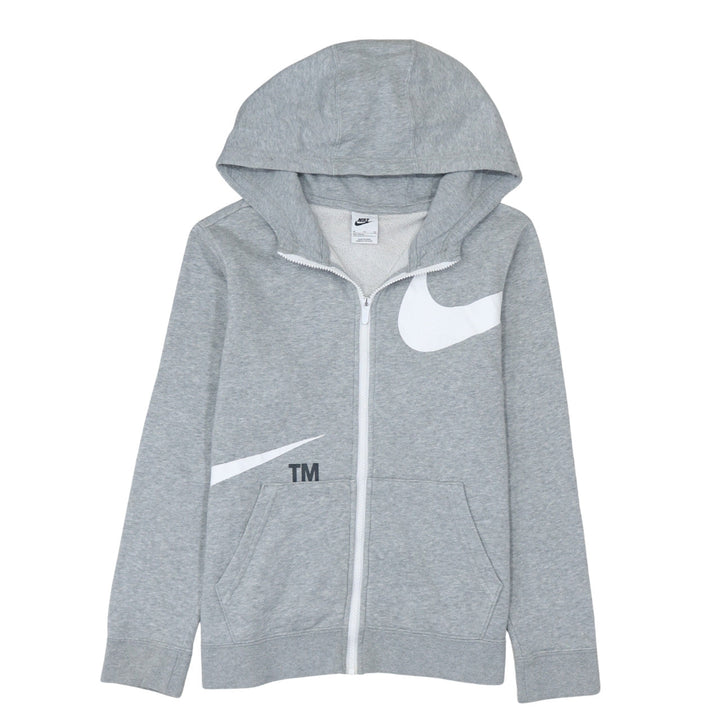 Nike Boys Grey Full Zip Hoodie XL Fleece Logo Sweatshirt