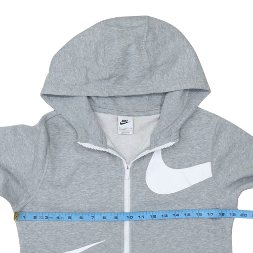 Nike Boys Grey Full Zip Hoodie XL Fleece Logo Sweatshirt