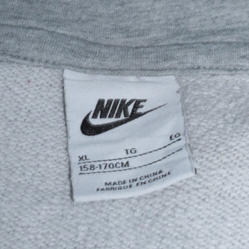 Nike Boys Grey Full Zip Hoodie XL Fleece Logo Sweatshirt