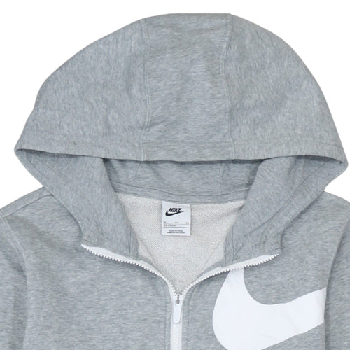 Nike Boys Grey Full Zip Hoodie XL Fleece Logo Sweatshirt