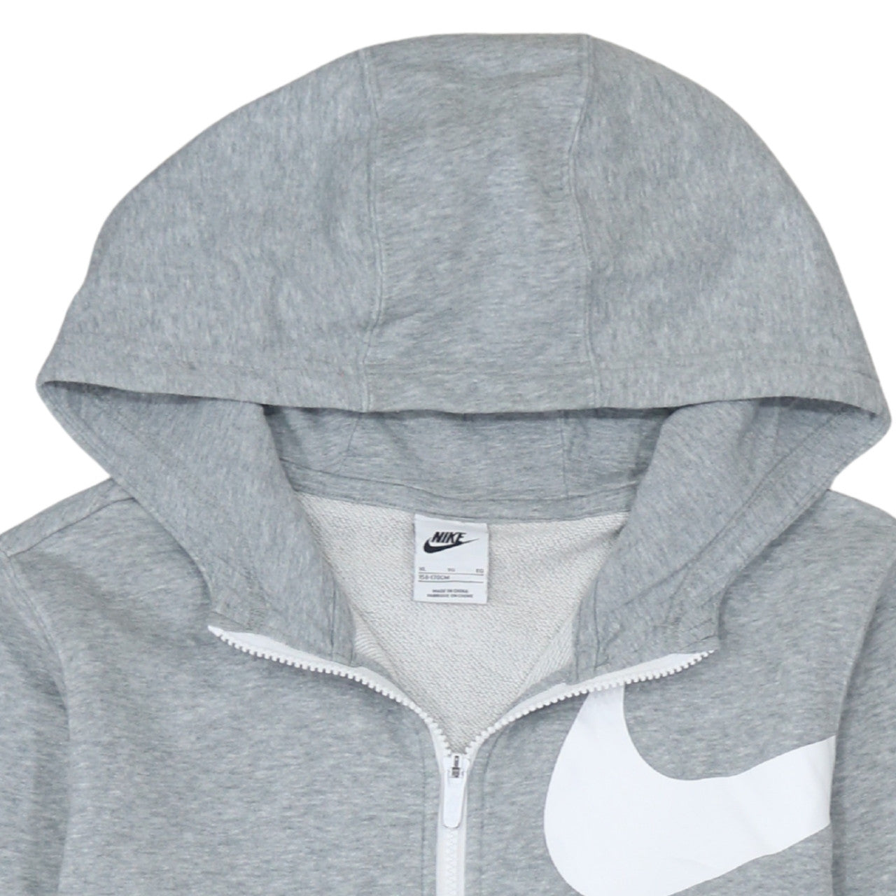 Nike Boys Grey Full Zip Hoodie XL Fleece Logo Sweatshirt