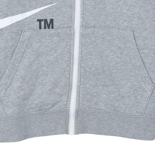 Nike Boys Grey Full Zip Hoodie XL Fleece Logo Sweatshirt