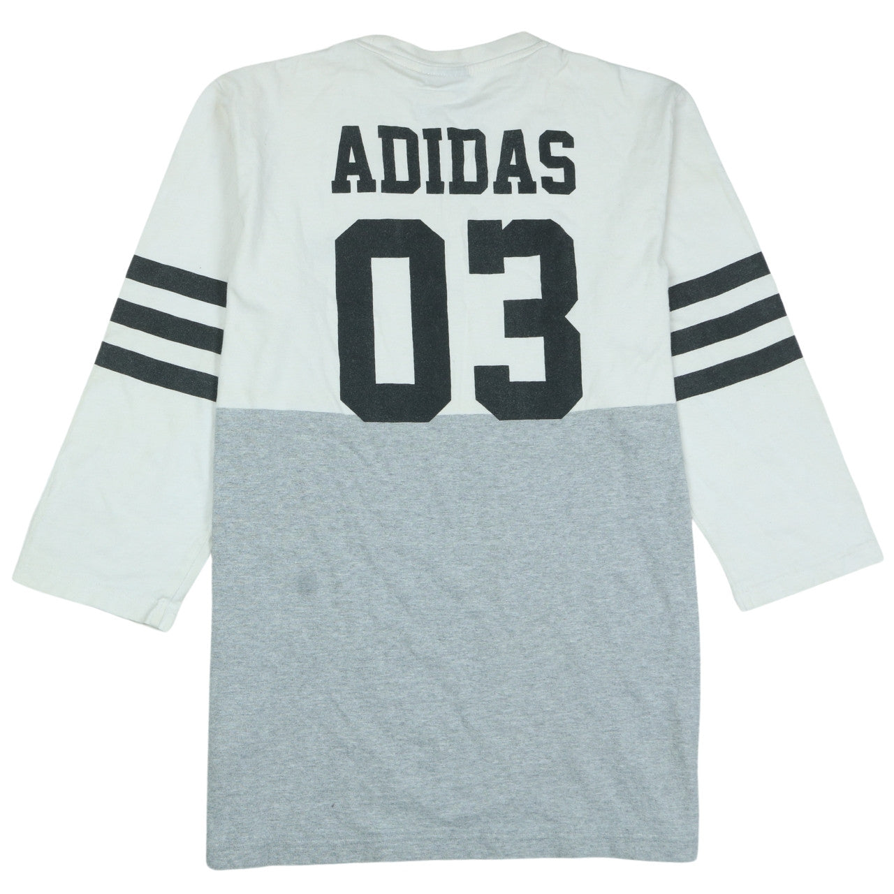 Adidas Men's Grey White Colourblock Long Sleeve V-Neck Shirt M