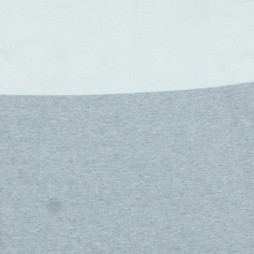 Adidas Men's Grey White Colourblock Long Sleeve V-Neck Shirt M
