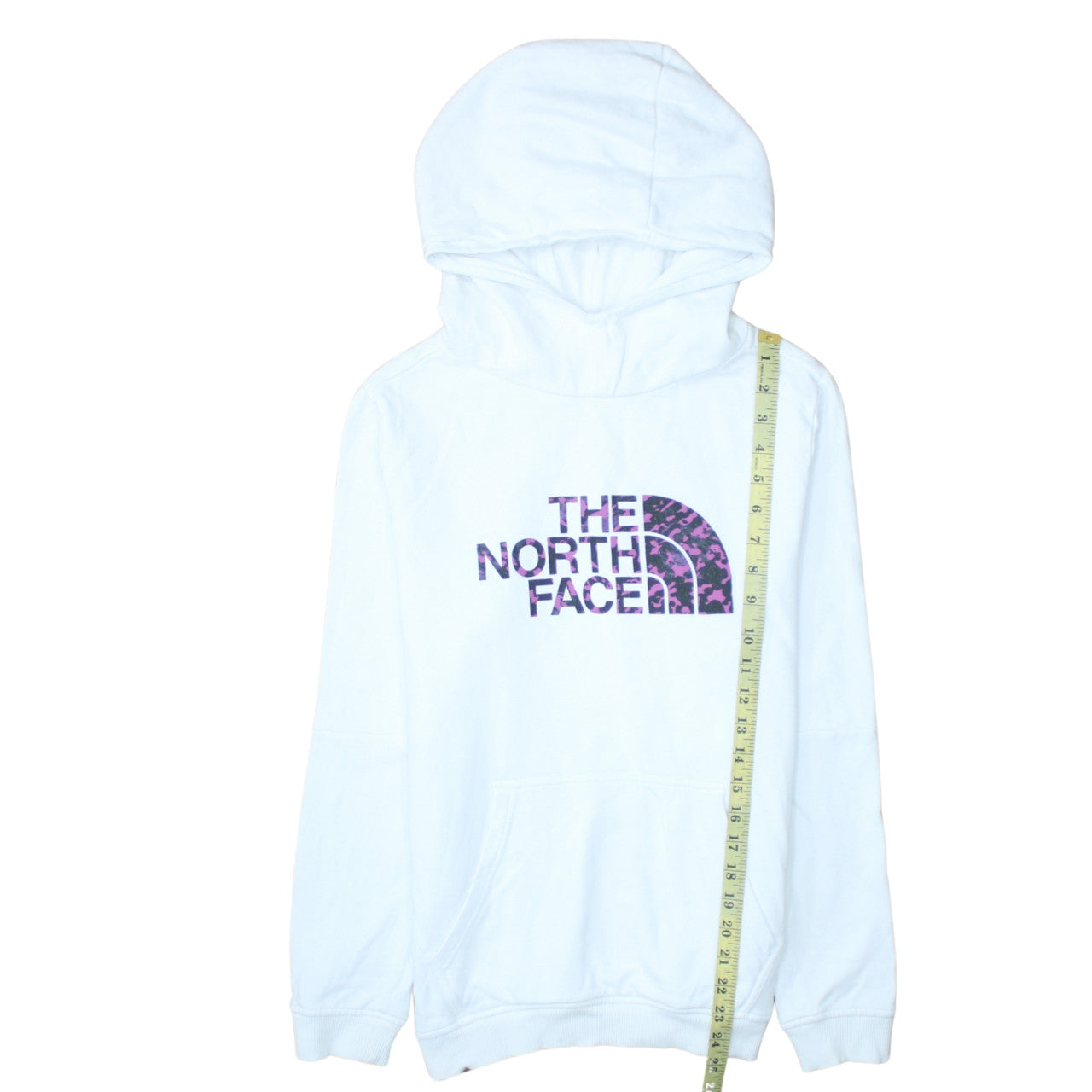 The North Face Girls White XL Pullover Hoodie with Purple Logo