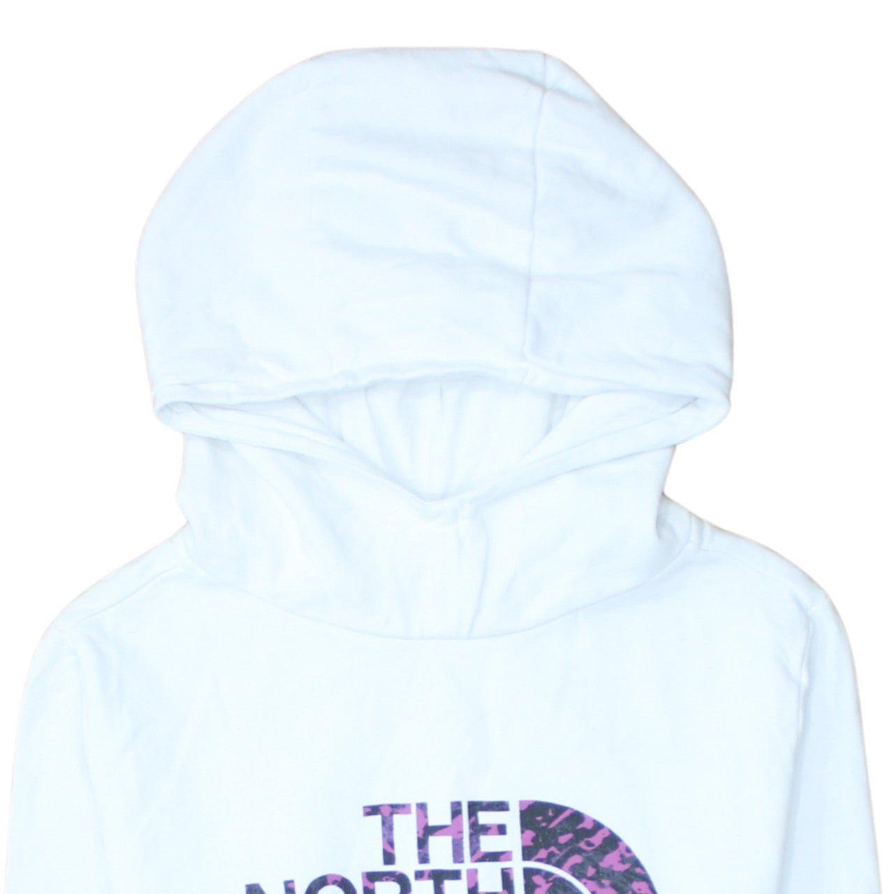 The North Face Girls White XL Pullover Hoodie with Purple Logo