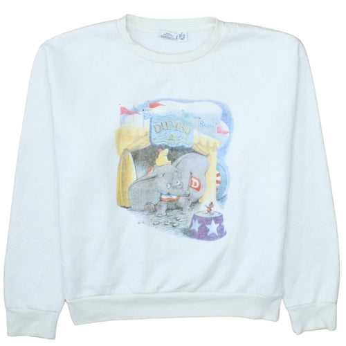 Disney Womens White Sweatshirt XS Dumbo Crew Neck Pullover