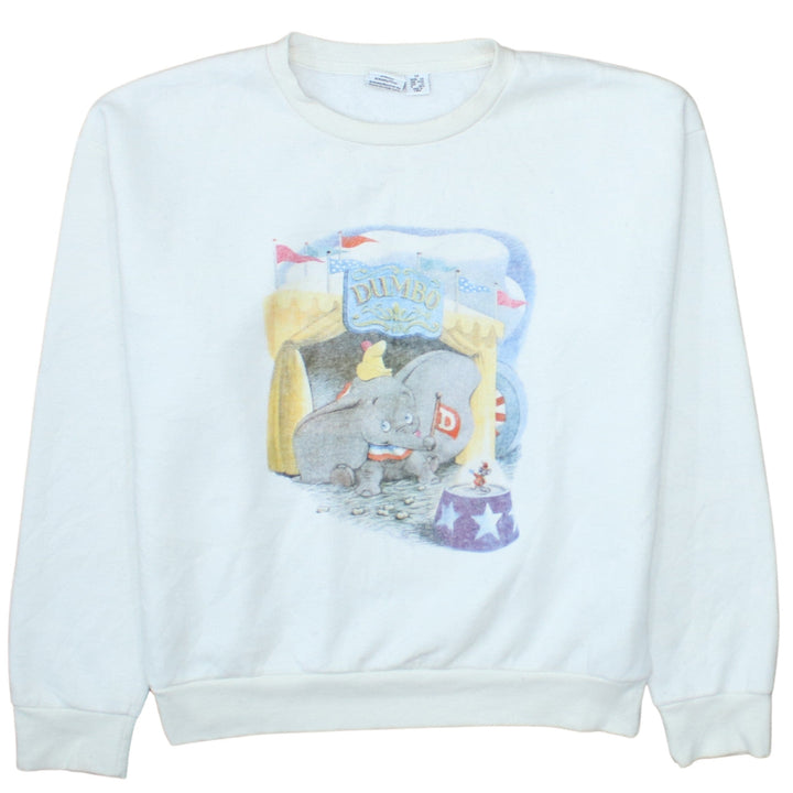 Disney Womens White Sweatshirt XS Dumbo Crew Neck Pullover