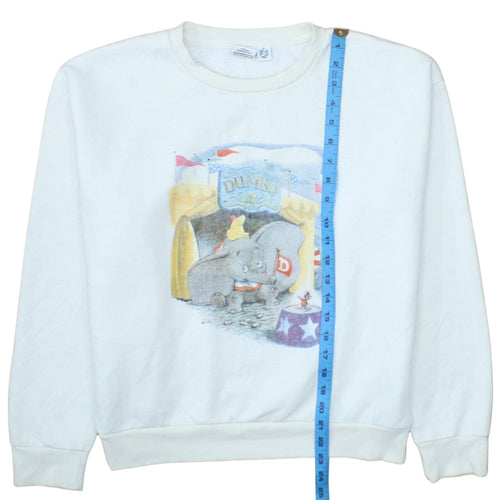Disney Womens White Sweatshirt XS Dumbo Crew Neck Pullover
