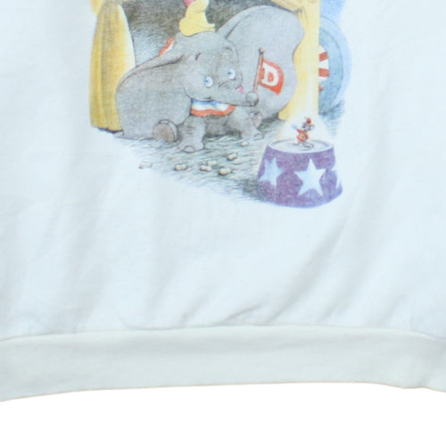 Disney Womens White Sweatshirt XS Dumbo Crew Neck Pullover
