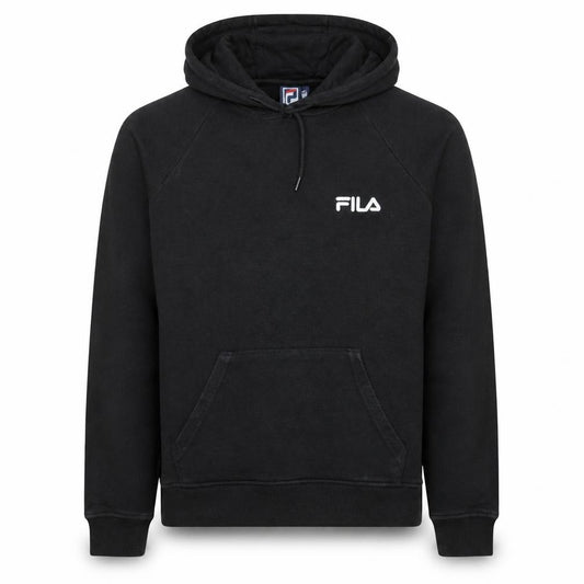 Front view of Fila Men’s Black Pullover Hoodie XL Regular Fit Cotton Blend