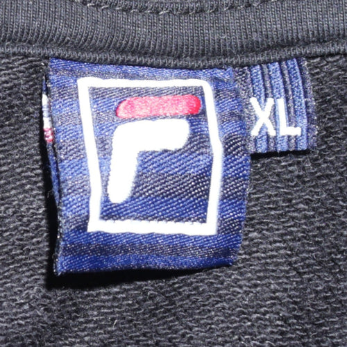 Fila Men’s Black Pullover Hoodie XL Regular Fit Cotton Blend