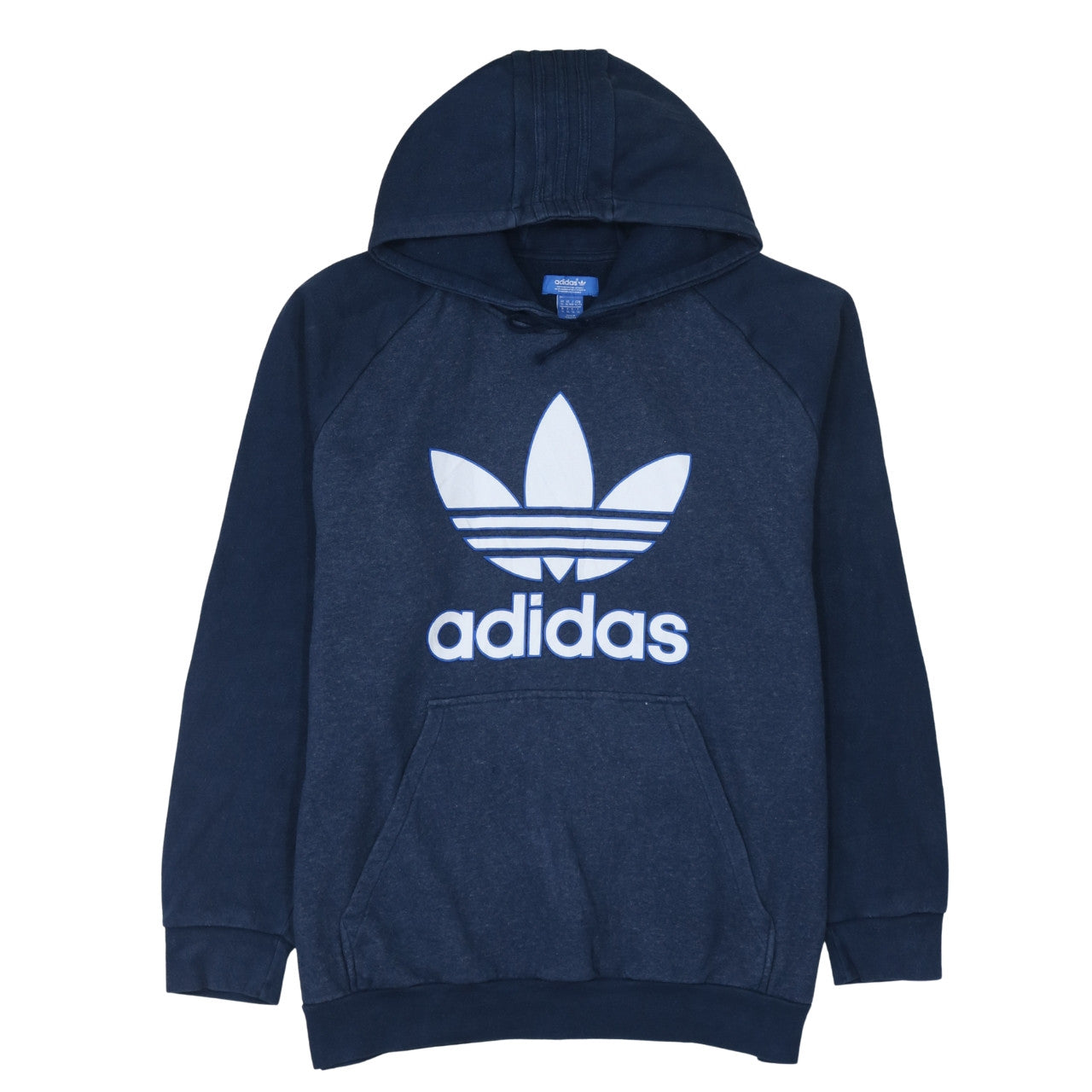 Adidas Men Blue XL Pullover Hoodie with Logo Graphic Print