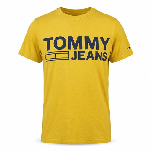 Tommy Jeans Men's Yellow Logo Cotton T-Shirt Size S