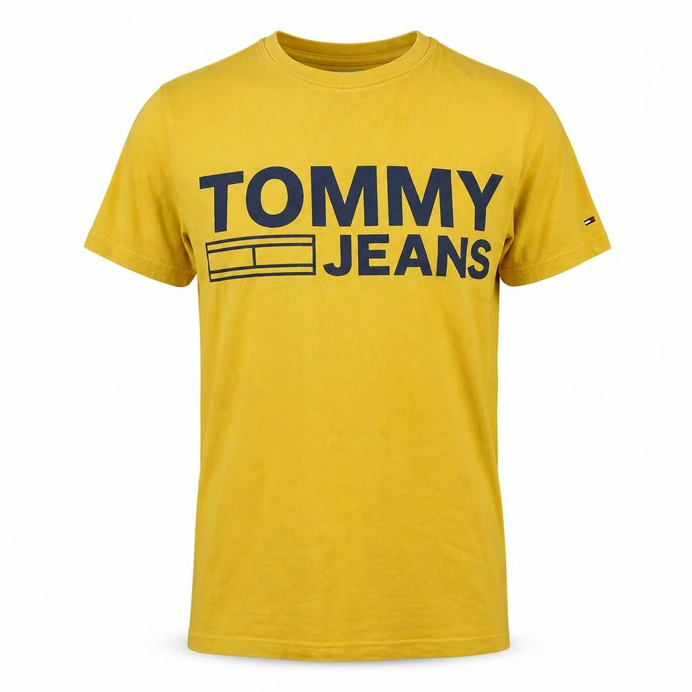 Tommy Jeans Men's Yellow Logo Cotton T-Shirt Size S