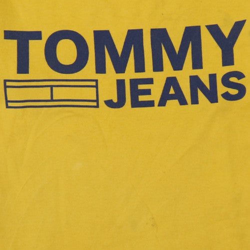 Tommy Jeans Men's Yellow Logo Cotton T-Shirt Size S