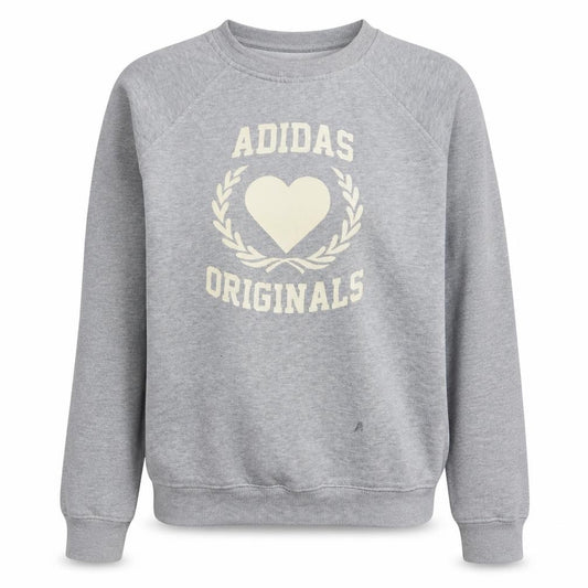 Front view of Adidas Originals Women's Grey Sweatshirt, size 12, Graphic Print Pullover
