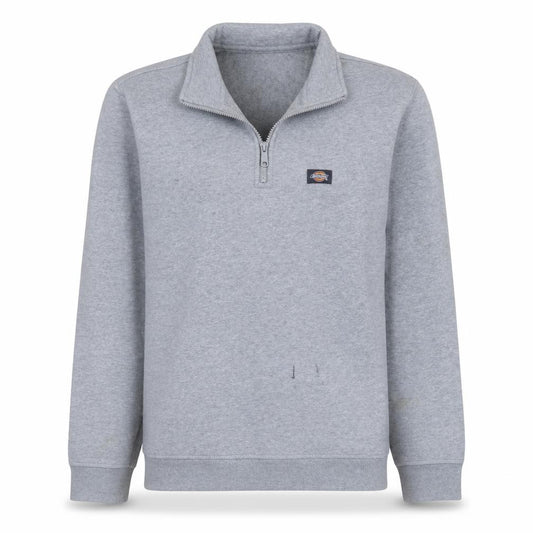 Front view of Dickies Men’s Grey 1/4 Zip Fleece Sweatshirt, size L