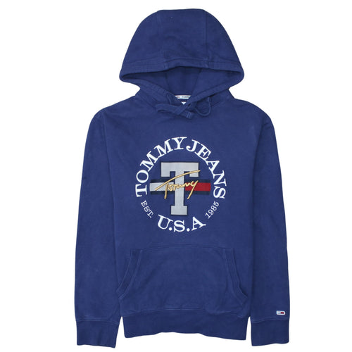 Tommy Jeans Men's Blue Pullover Hoodie Size S Embroidered Logo