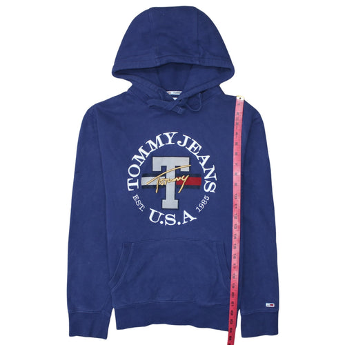 Tommy Jeans Men's Blue Pullover Hoodie Size S Embroidered Logo