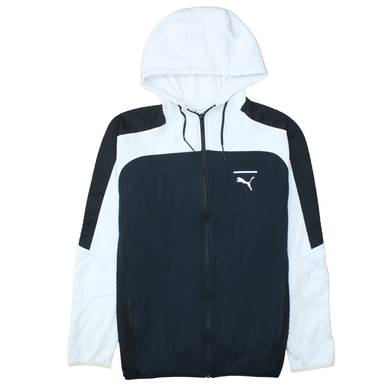 Puma Men's Black White Full Zip Hoodie Size L Sportswear