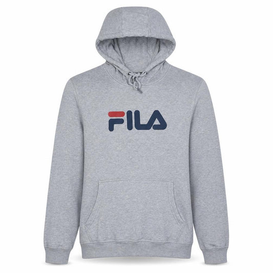 Front view of Fila Men's Grey Pullover Hoodie M Logo Sports Sweatshirt