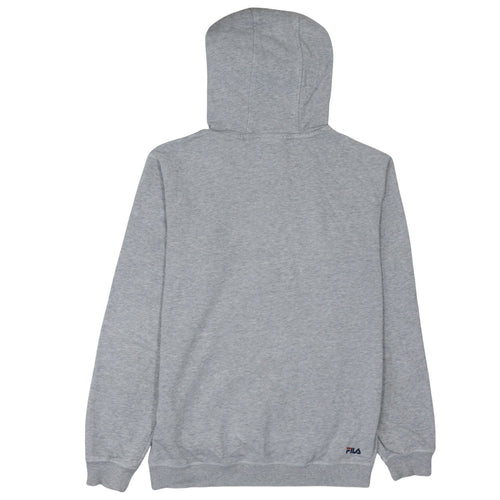 FILA Men's Grey Pullover Hoodie M Logo Sports Sweatshirt