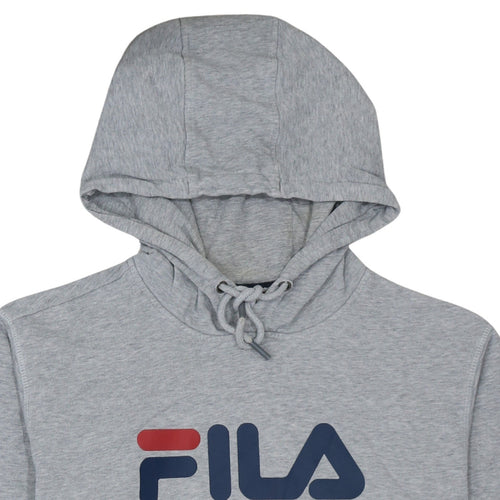 FILA Men's Grey Pullover Hoodie M Logo Sports Sweatshirt