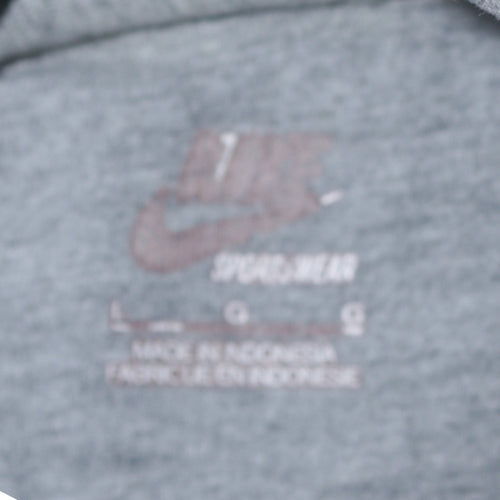 Nike Mens Grey Pullover Hoodie L Logo Hooded Sportswear
