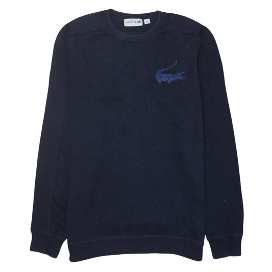 Lacoste Men's Blue Cotton Crew Neck Jumper Size L Classic Knit