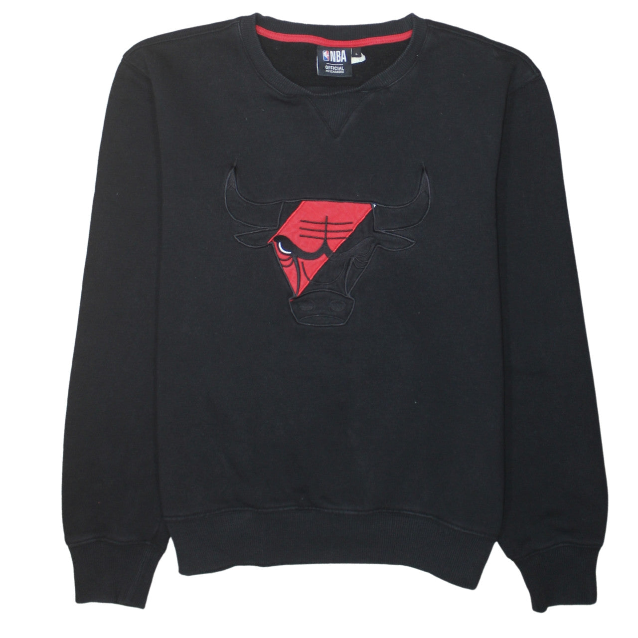 NBA Men’s Black Chicago Bulls Pullover Sweatshirt L Crew Neck