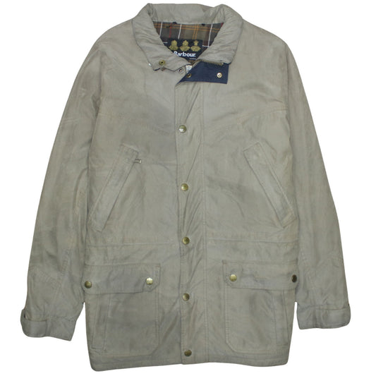 Barbour Men Beige L Waxed Waterproof Jacket Outdoor Coat