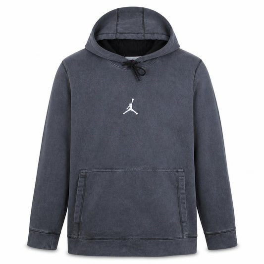 Front view of Jordan Men’s Grey Pullover Hoodie L Fleece Kangaroo Pocket