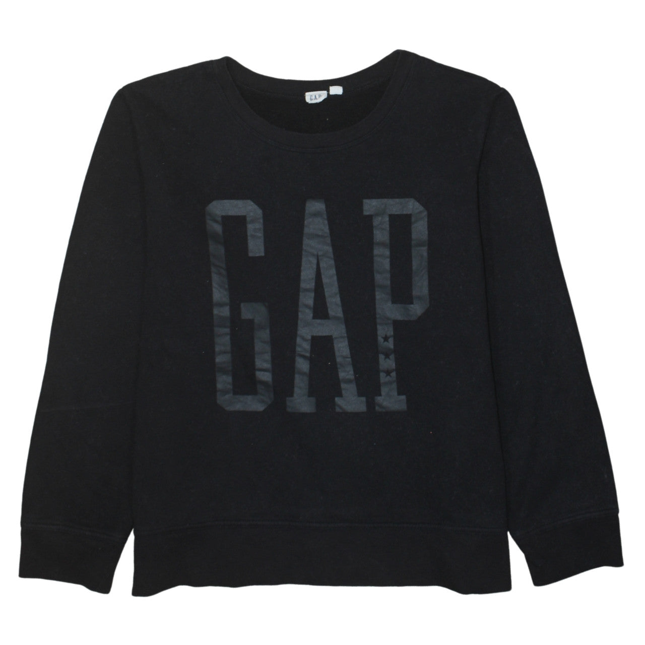 GAP Women Black XL Pullover Sweatshirt Cotton Blend Logo Print