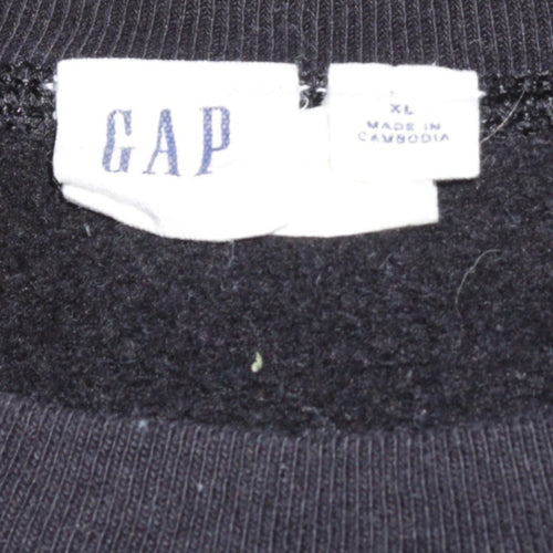 GAP Women Black XL Pullover Sweatshirt Cotton Blend Logo Print