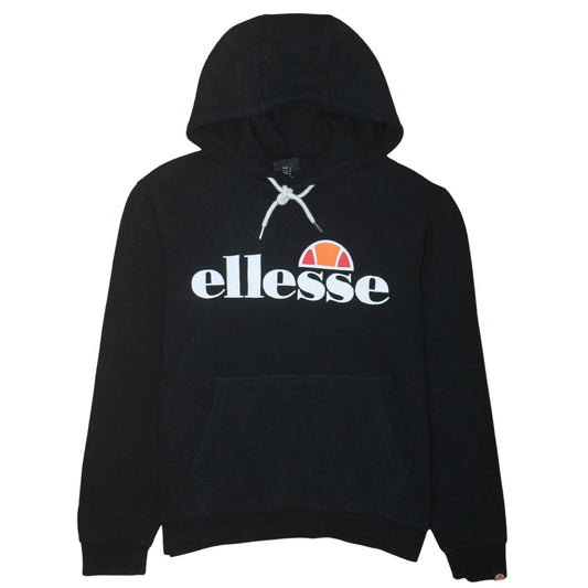 Ellesse Women's Black Pullover Hoodie UK 12 Cotton Blend Logo Design